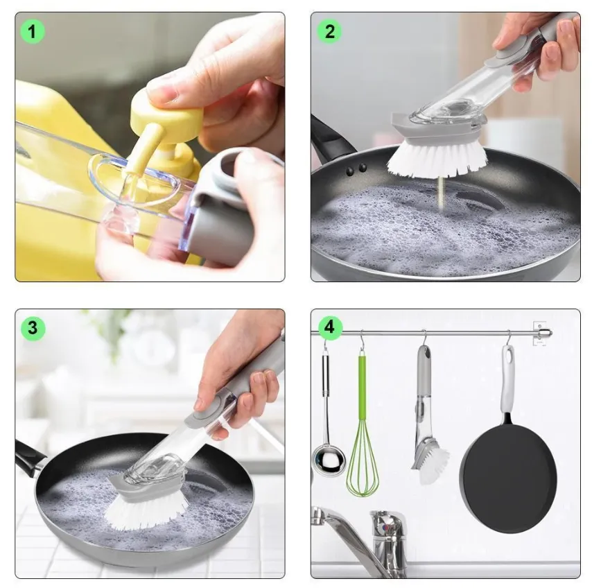 2 in 1 Soap Dispensing Cleaning Dishwasher Brush