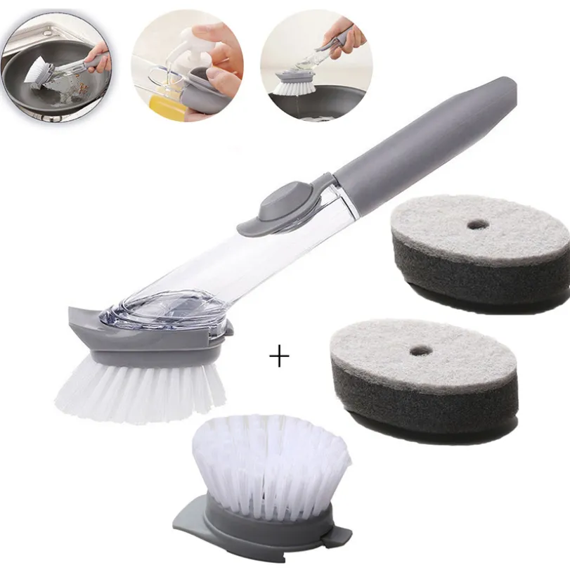 2 in 1 Soap Dispensing Cleaning Dishwasher Brush