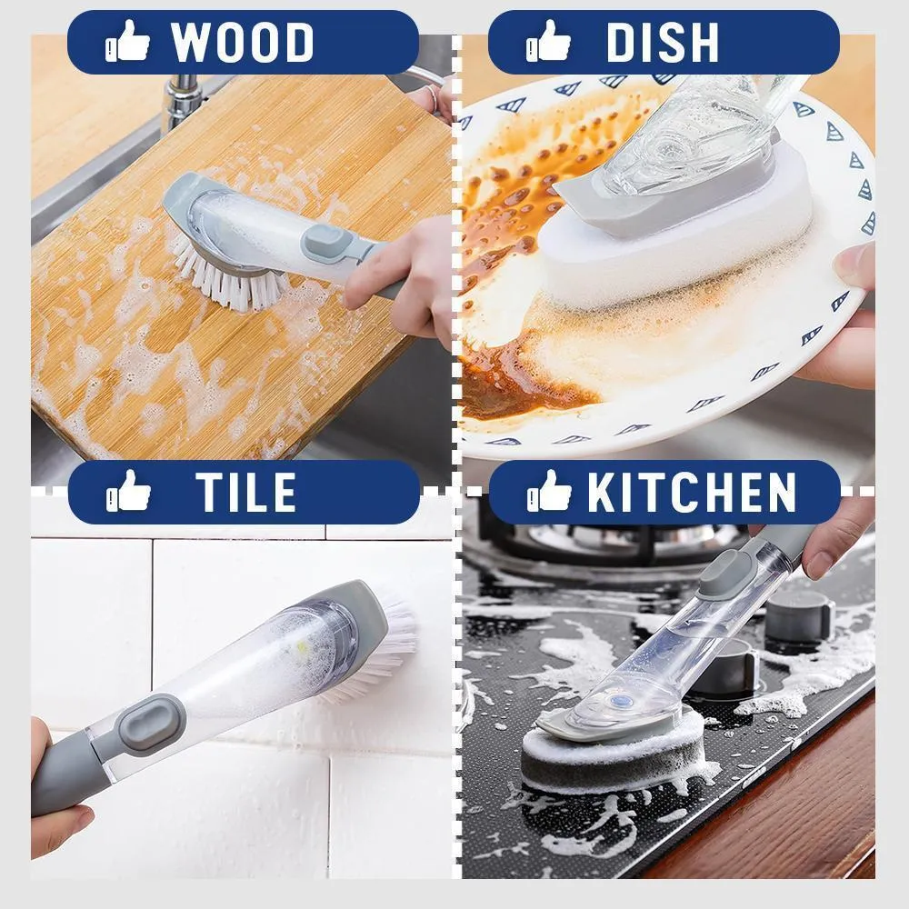 2 in 1 Soap Dispensing Cleaning Dishwasher Brush