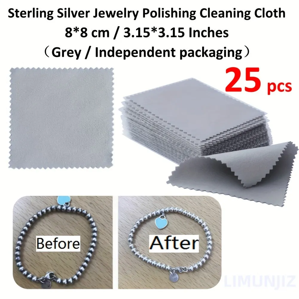 25pack Silver Polishing Cloths for Sparkling Jewelry