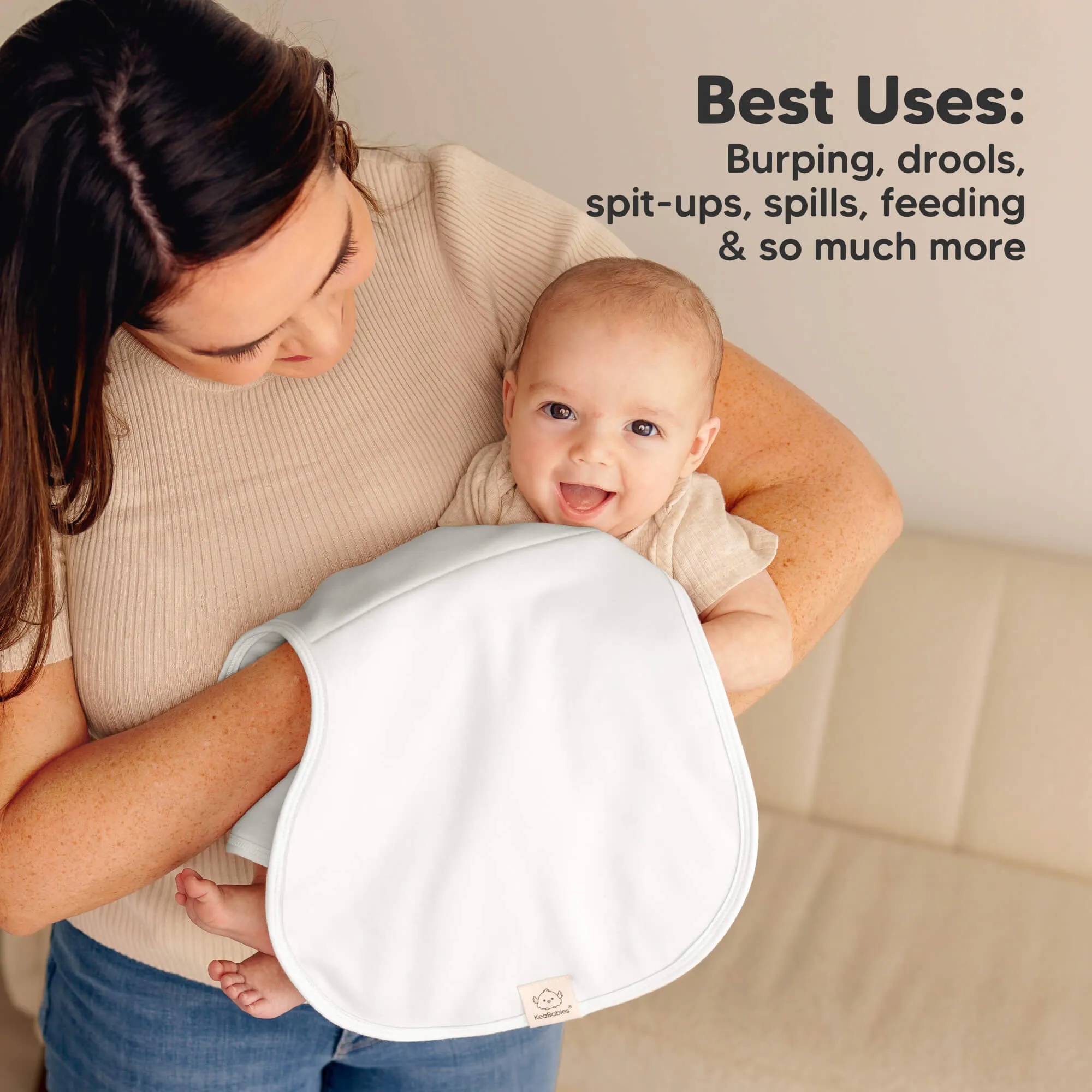 4-Pack Hallo Burp Cloths (Soft White)