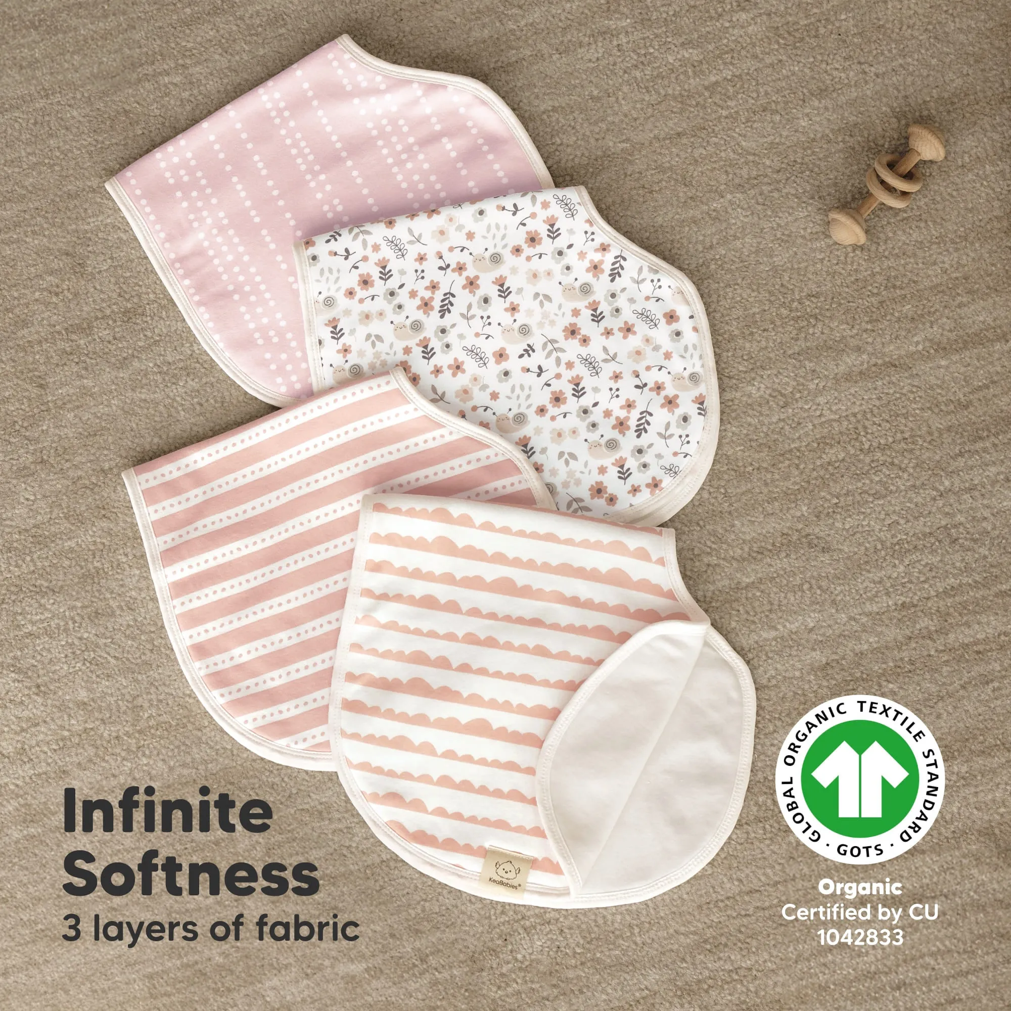 4-Pack Hallo Burp Cloths (Sweet Charm)