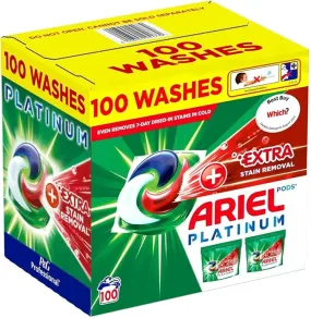 Ariel Platinum Washing Pods 100 Washes 2320G  Extra Stain Removal On top