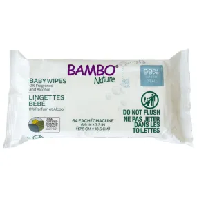 Bambo Nature Water Based Wet Wipes, Made with 100% Plant-Based Fibers