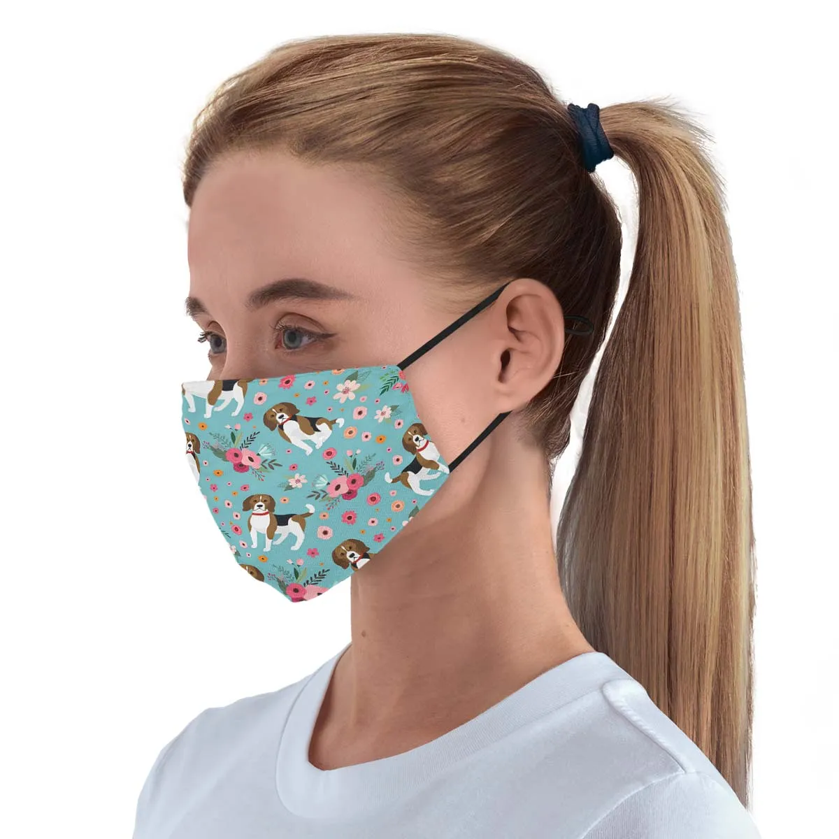 Beagle Flower Face Cover