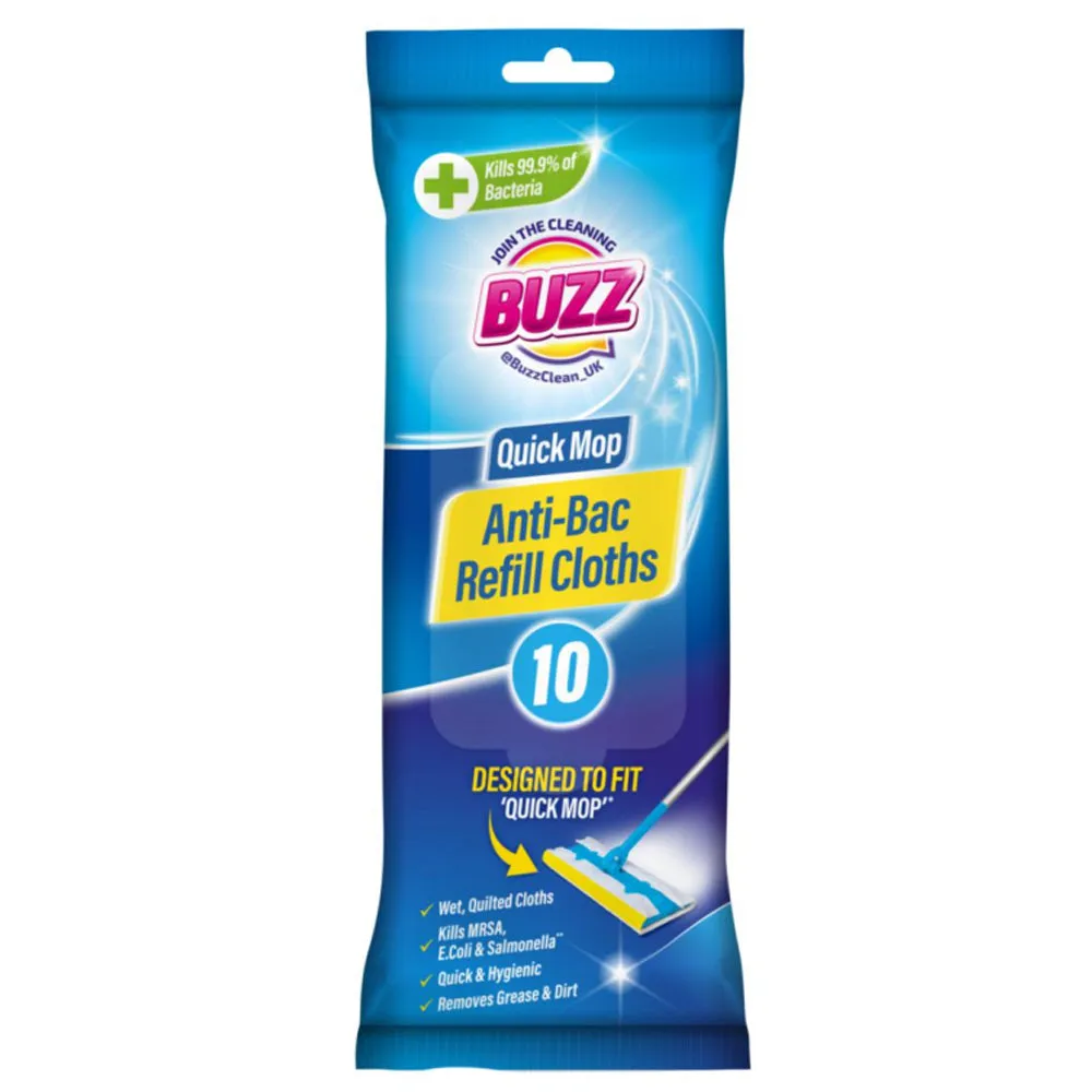 Buzz Anti-bac Quick Mop Refill Cloths 10 Pack