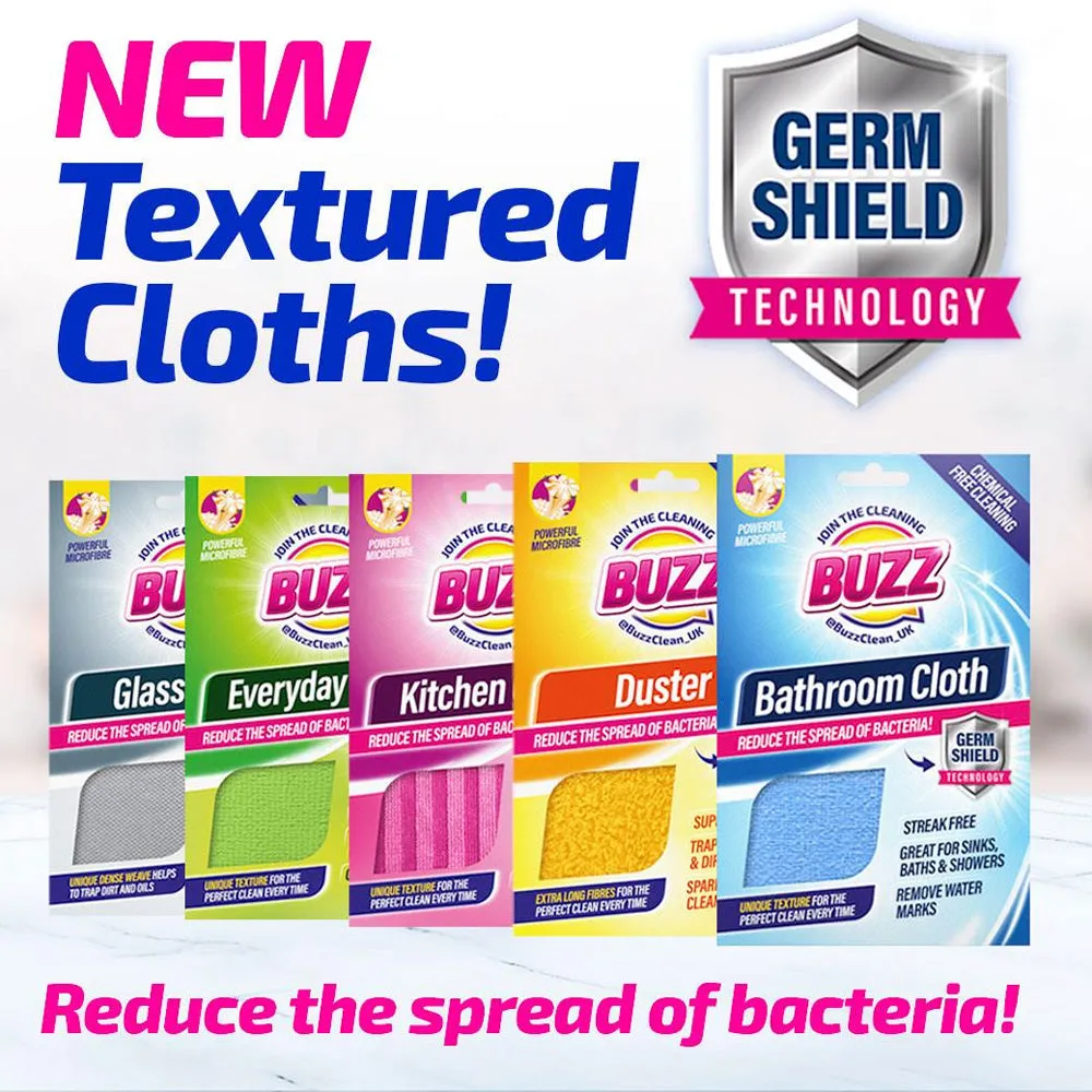 Buzz Microfibre Glass Cloth With Germ Shield Technology