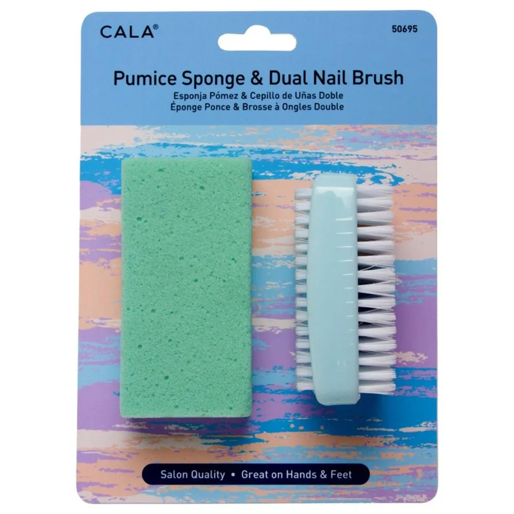 Cala Pumice Sponge & Dual Nail Brush: 2Pcs/PK