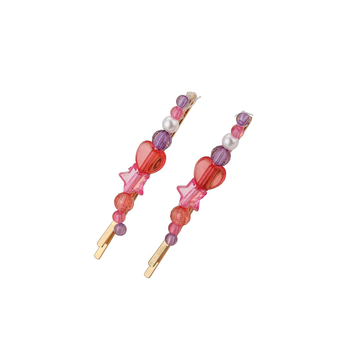 Carlton London Girls Gold-Plated Pink & Blue Beaded Jewellery Set Kjs044