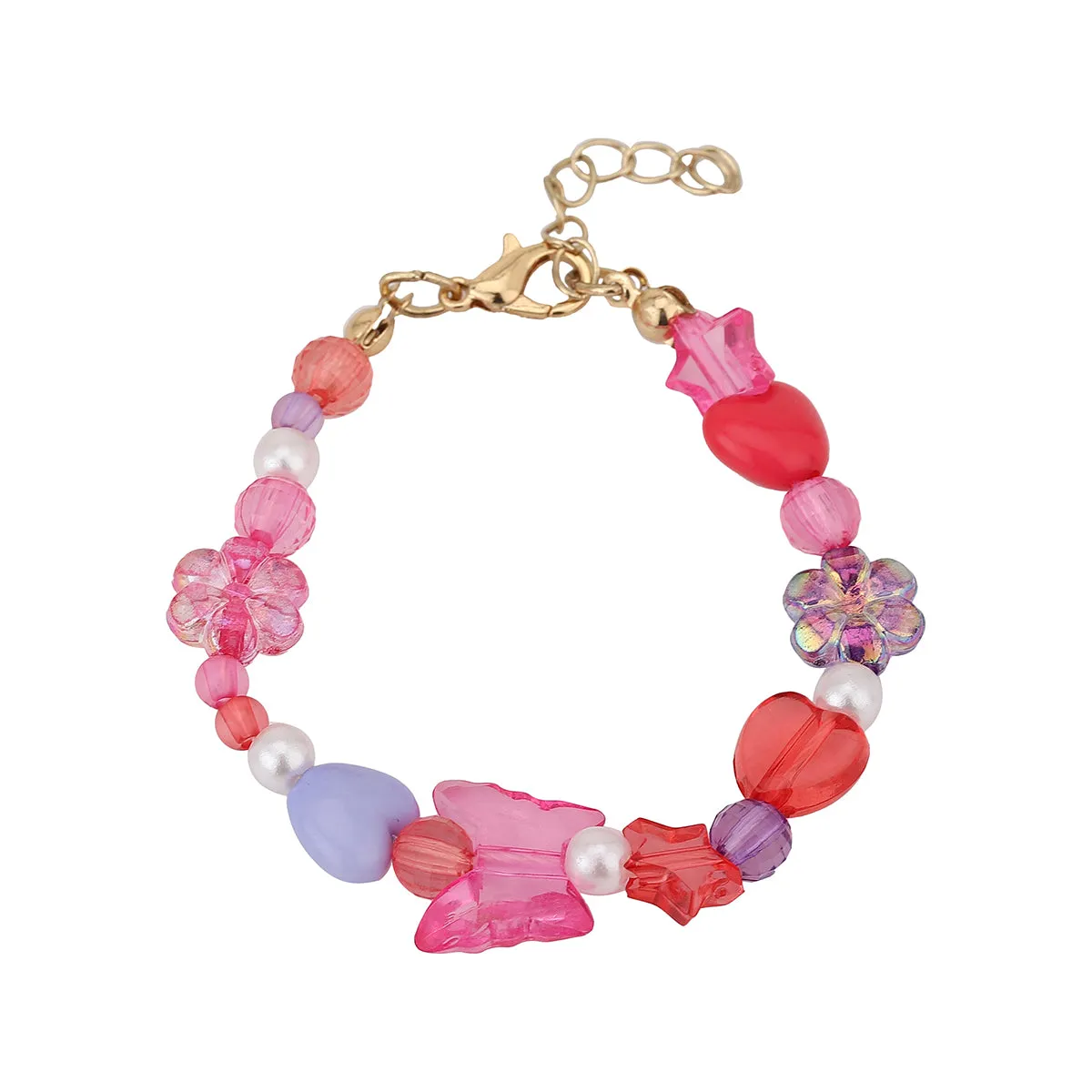 Carlton London Girls Gold-Plated Pink & Blue Beaded Jewellery Set Kjs044
