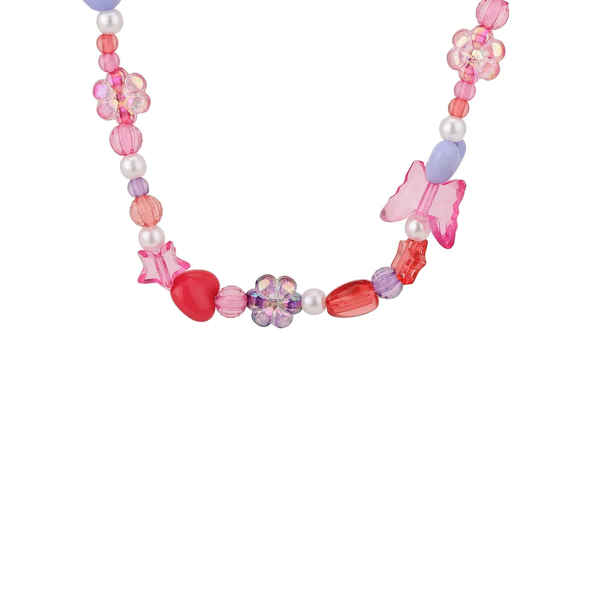 Carlton London Girls Gold-Plated Pink & Blue Beaded Jewellery Set Kjs044