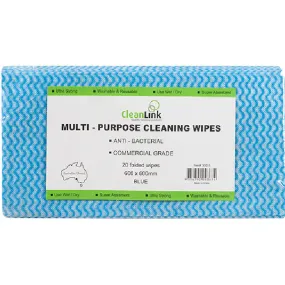 Cleanlink Multi-Purpose Cleaning Wipes 600x600mm Blue Pack 20 Sheets Commercial Grade