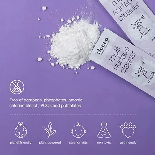Cleevo Natural Kitchen & Multi-Surface Cleaner, 1 Litre, Bottle Pack, Lavender, 100% Eco-Friendly All Purpose Cleaner, Powder to Liquid