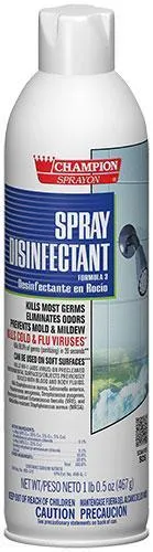 Disinfectant Spray Hospital-Type, Deodorizer, Prevents Mold and Mildew, Champion Sprayon, 16.5 oz. Can, Box of 3