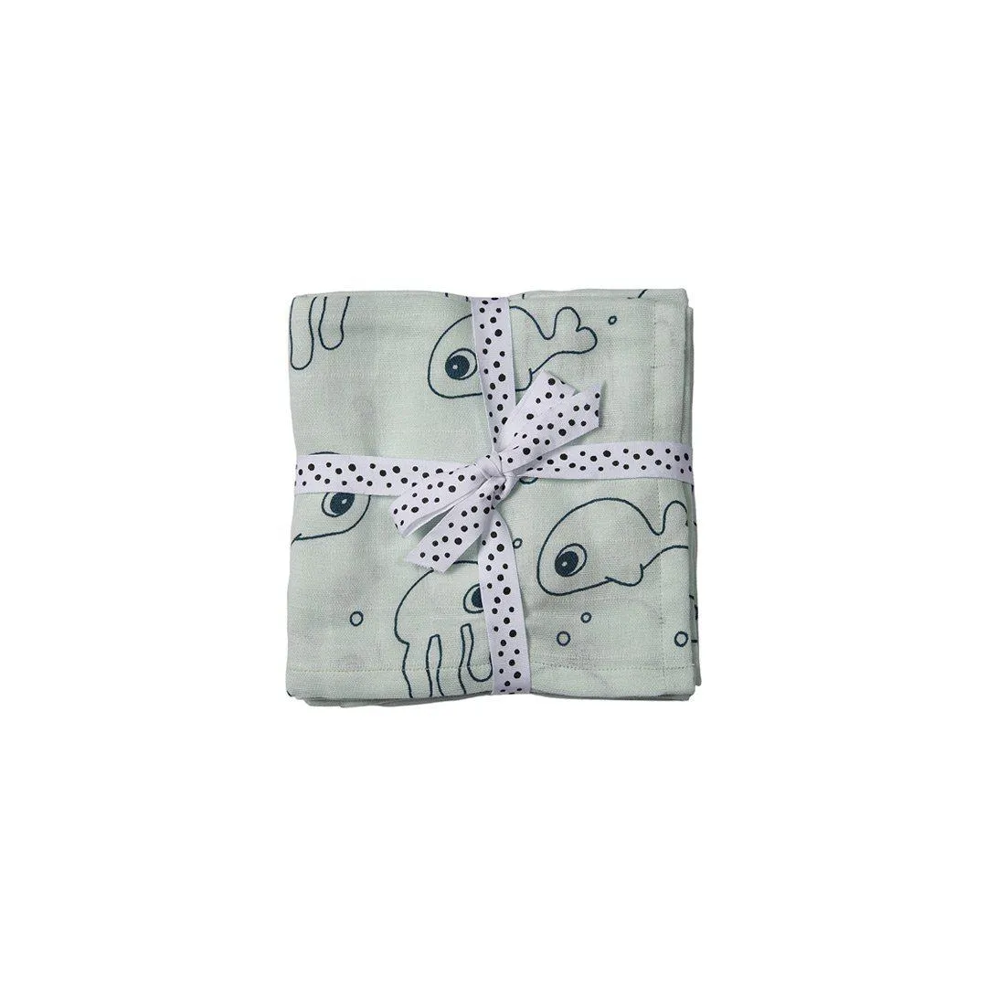 Done by Deer Burp Cloths - Sea Friends - Blue - 2 Pack