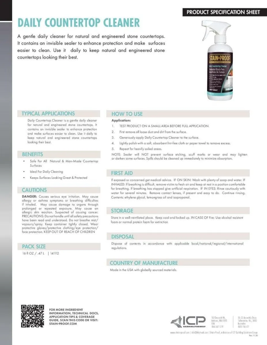 Dry Treat STAIN-PROOF Daily Countertop Cleaner (Rejuvenata)