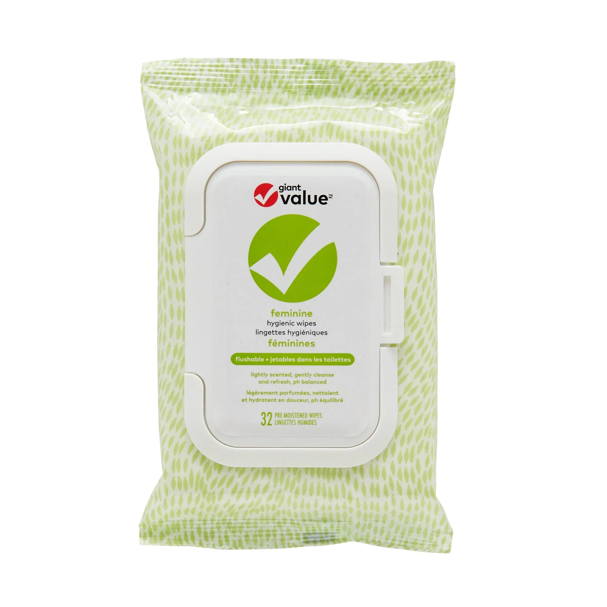 Giant Value Feminine Hygienic Wipes, 32-Pack