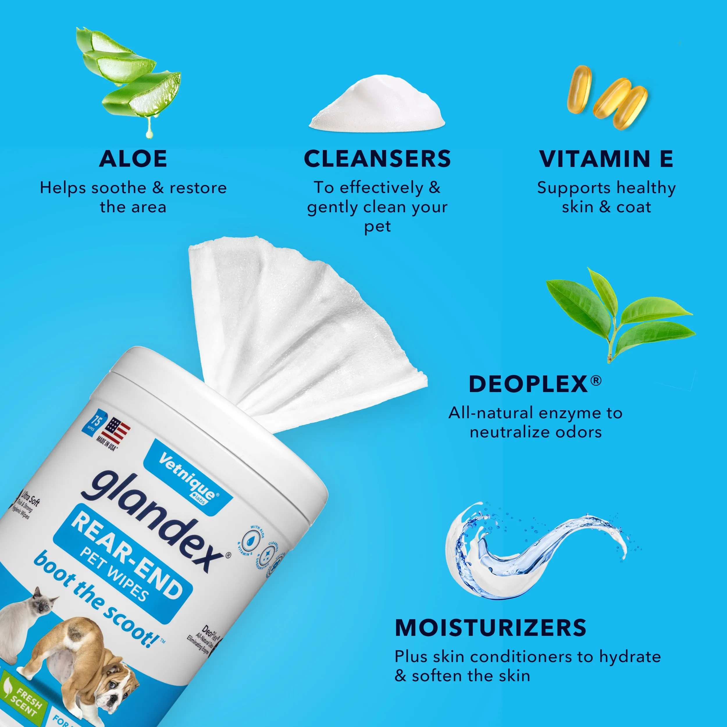 Glandex® Anal Gland Hygienic Pet Wipes - 100 Fresh Scented Wipes