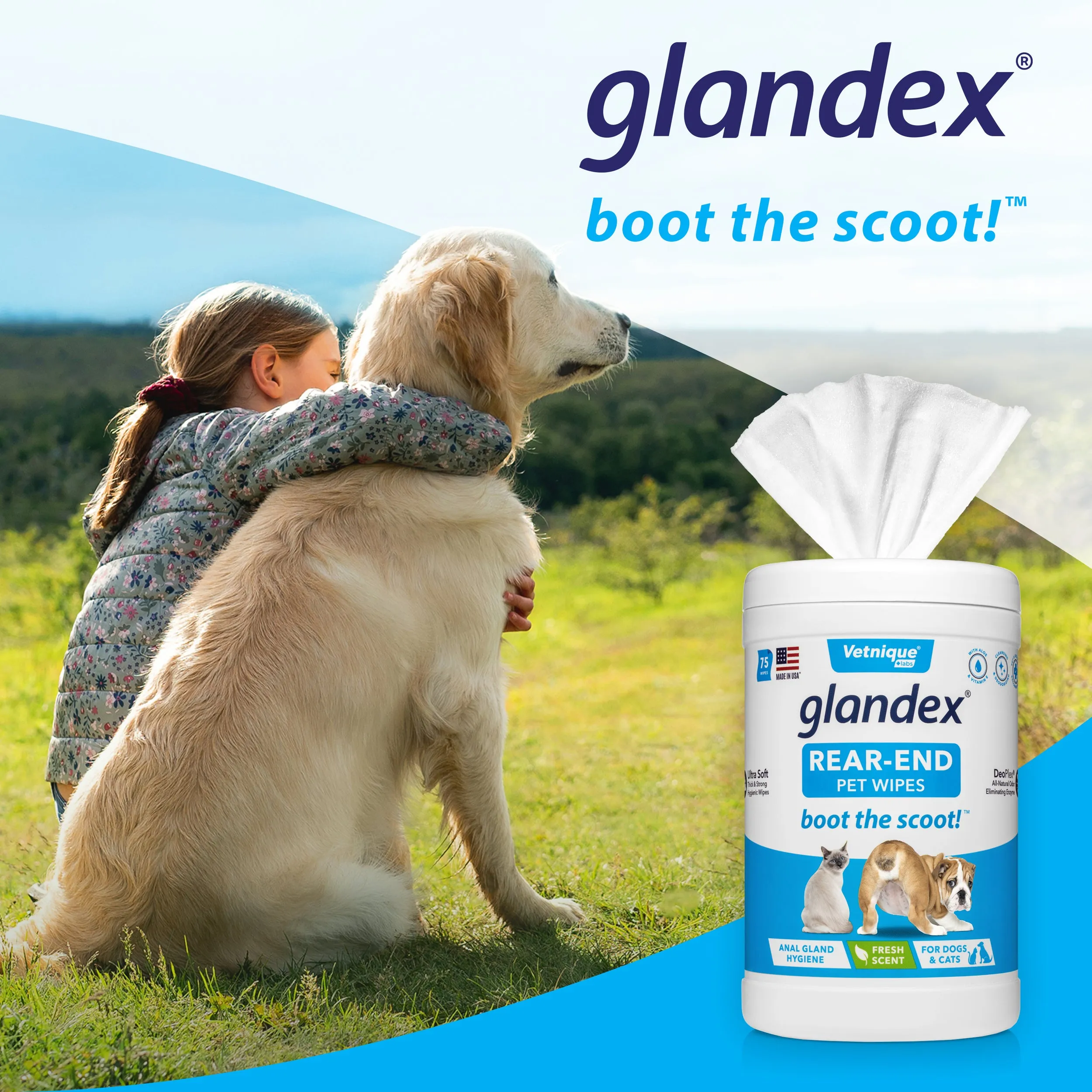 Glandex® Anal Gland Hygienic Pet Wipes - 100 Fresh Scented Wipes