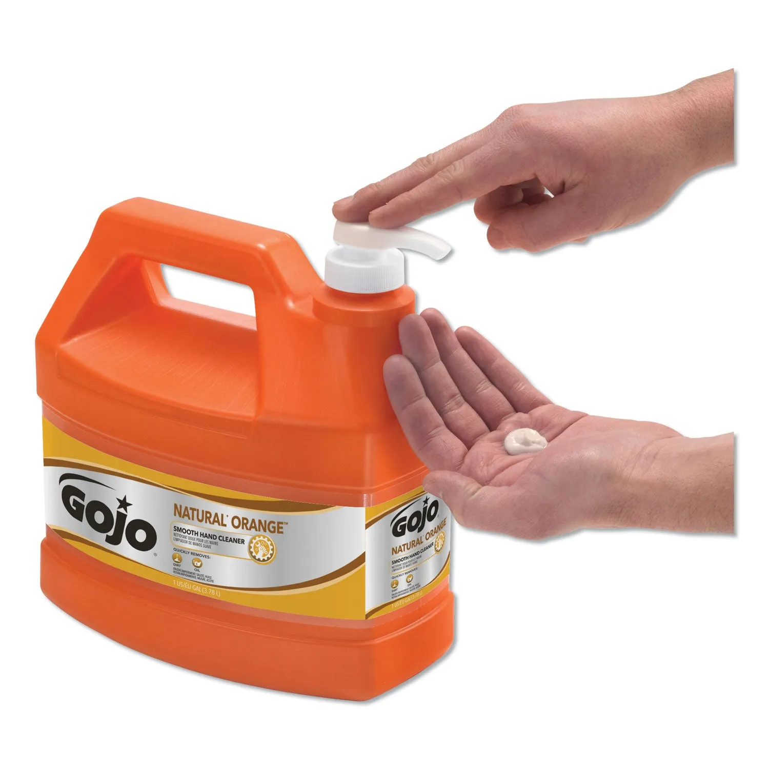 GOJO Natural Orange Smooth Hand Cleaner, 1 Gal, Pump Dispenser, Citrus Scent, 4/Carton - GOJ094504