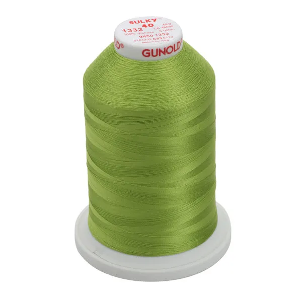Gunold Rayon Embroidery Thread - Sulky 40 - 5000m - 1332 - Deep Chartreuse