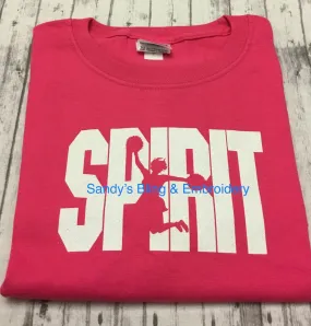 Hot Pink Spirit Cheerleader T-shirt with White Glitter Vinyl