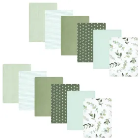 Hudson Baby Cotton Flannel Burp Cloths Bundle, Eucalyptus