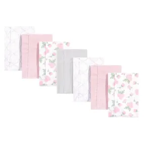 Hudson Baby Cotton Flannel Burp Cloths, Pink Rose