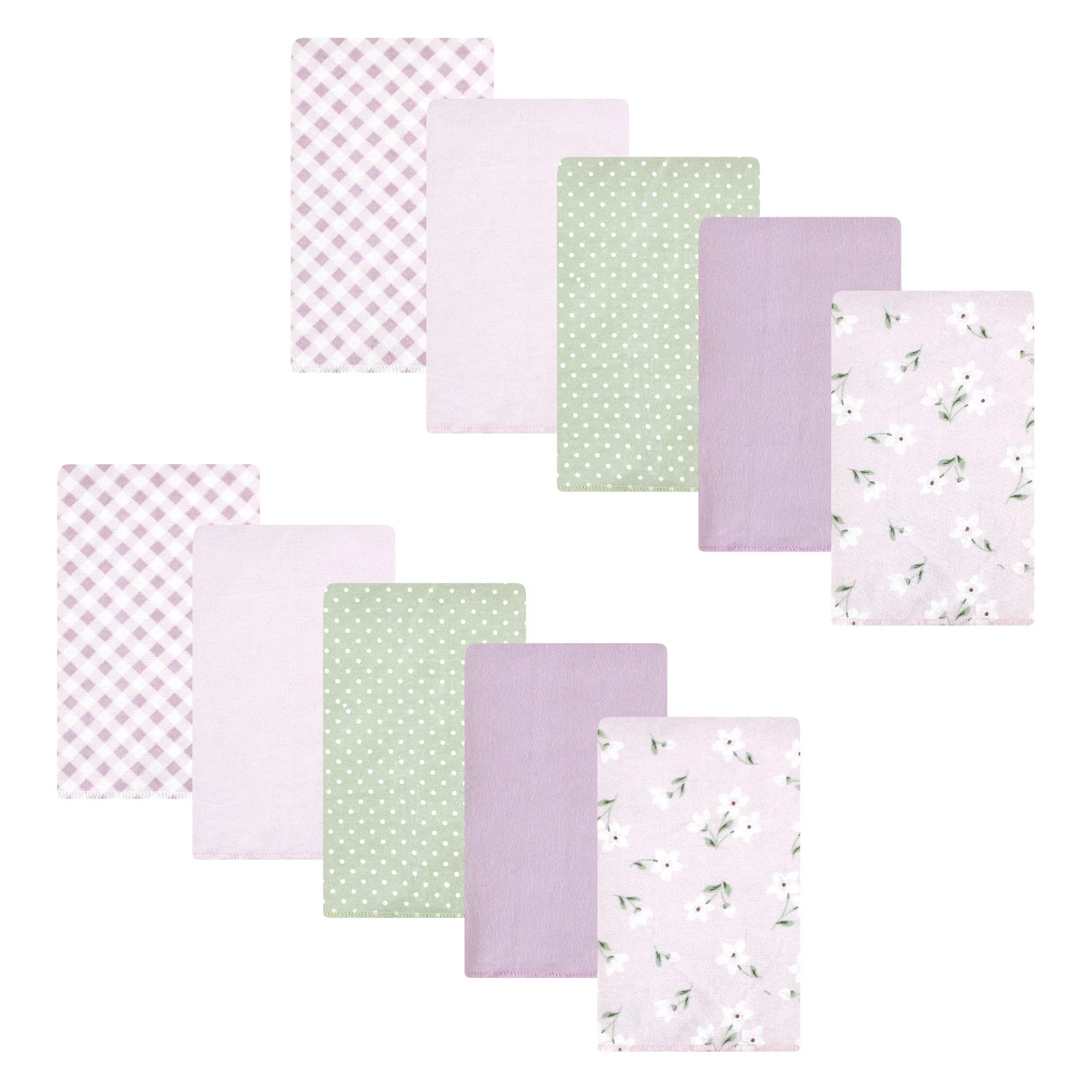 Hudson Baby Cotton Flannel Burp Cloths, Purple Dainty Floral 10 Pack