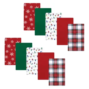 Hudson Baby Cotton Flannel Burp Cloths, White Tartan
