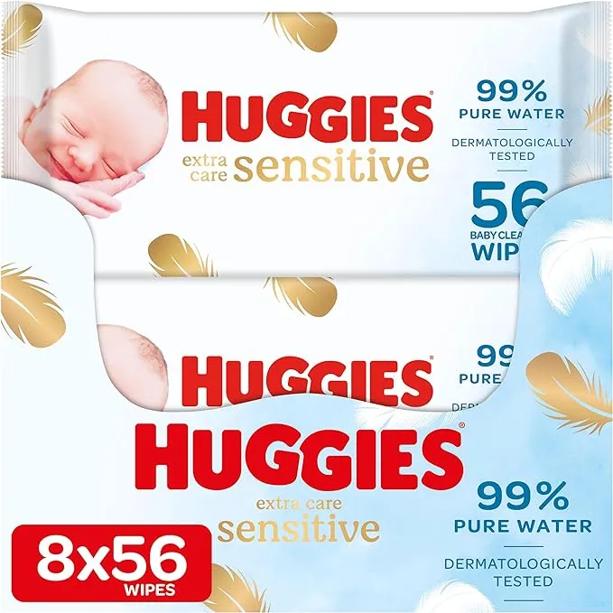 Huggies Pure Extra Care, Baby Wipes - 8 Packs 448 Wipes
