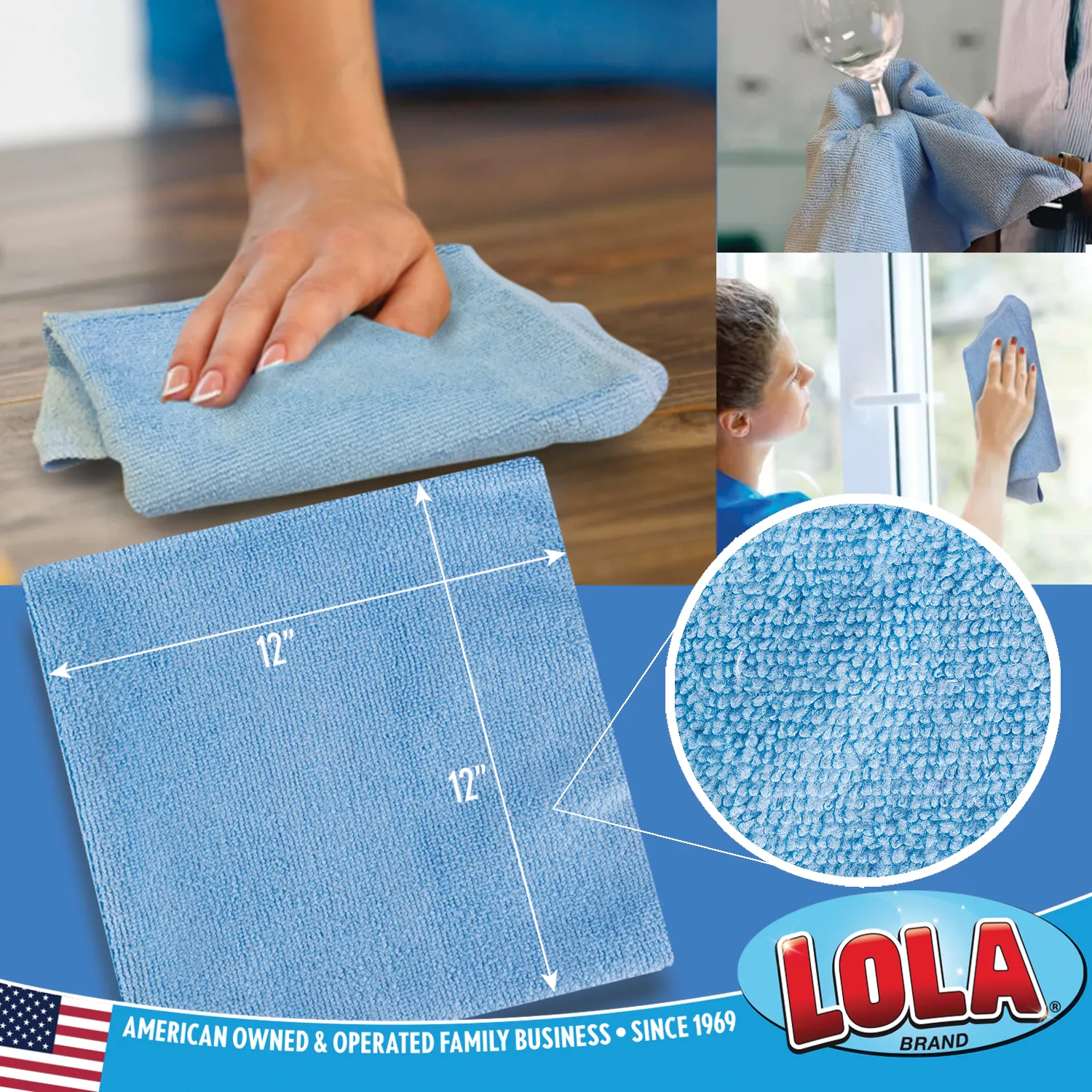 Jumbo Microfiber Cleaning Cloth, 12"x12" - 10 Count