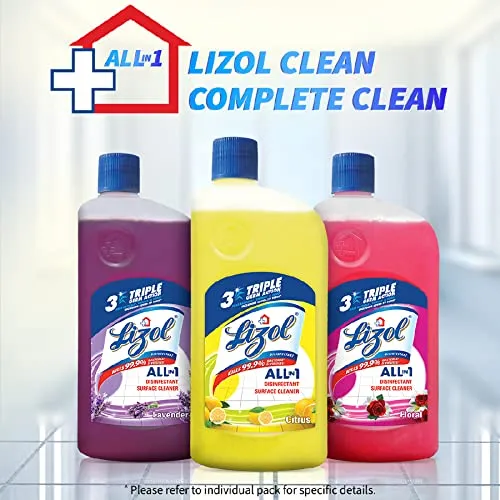 Lizol 1800 ml - Citrus, Disinfectant Surface & Floor Cleaner Liquid Refill Pack | Suitable for All Floor Cleaner Mops | Kills 99.9% Germs| India's #1 Floor Cleaner