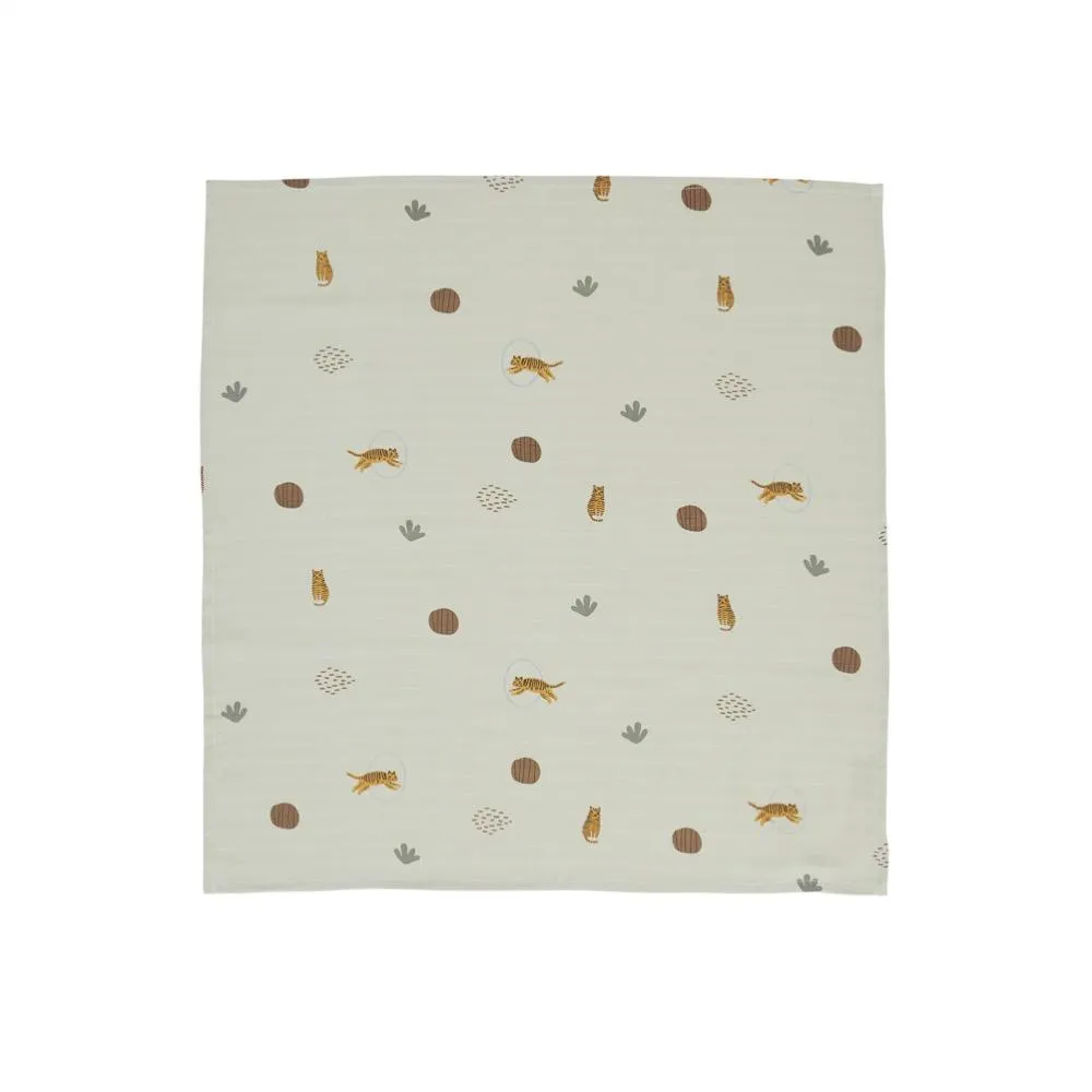 Muslin Square - Tiger - Pack of 3 - Green