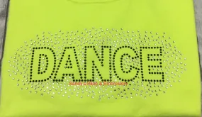 Neon Yellow Dance Scatter Rhinestone T-shirt