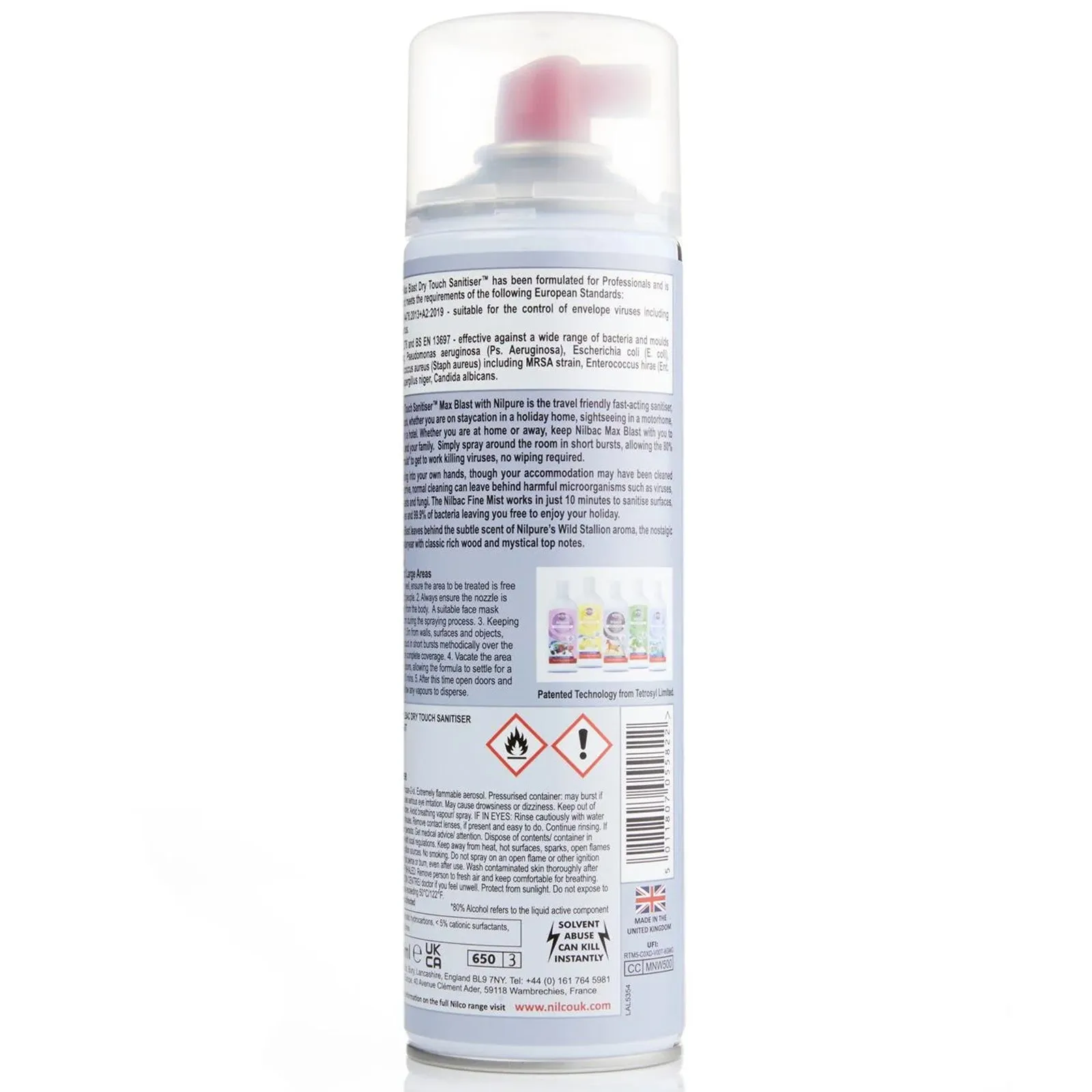 Nilco Nilbac Wild Stallion Max Blast Dry Touch Sanitiser 500ml