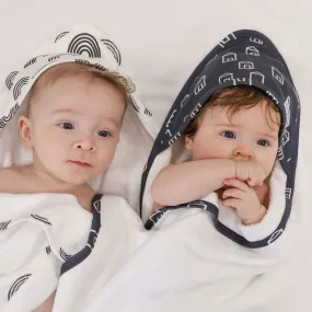 Nordic 2pk Hooded Towel Charcoal/White