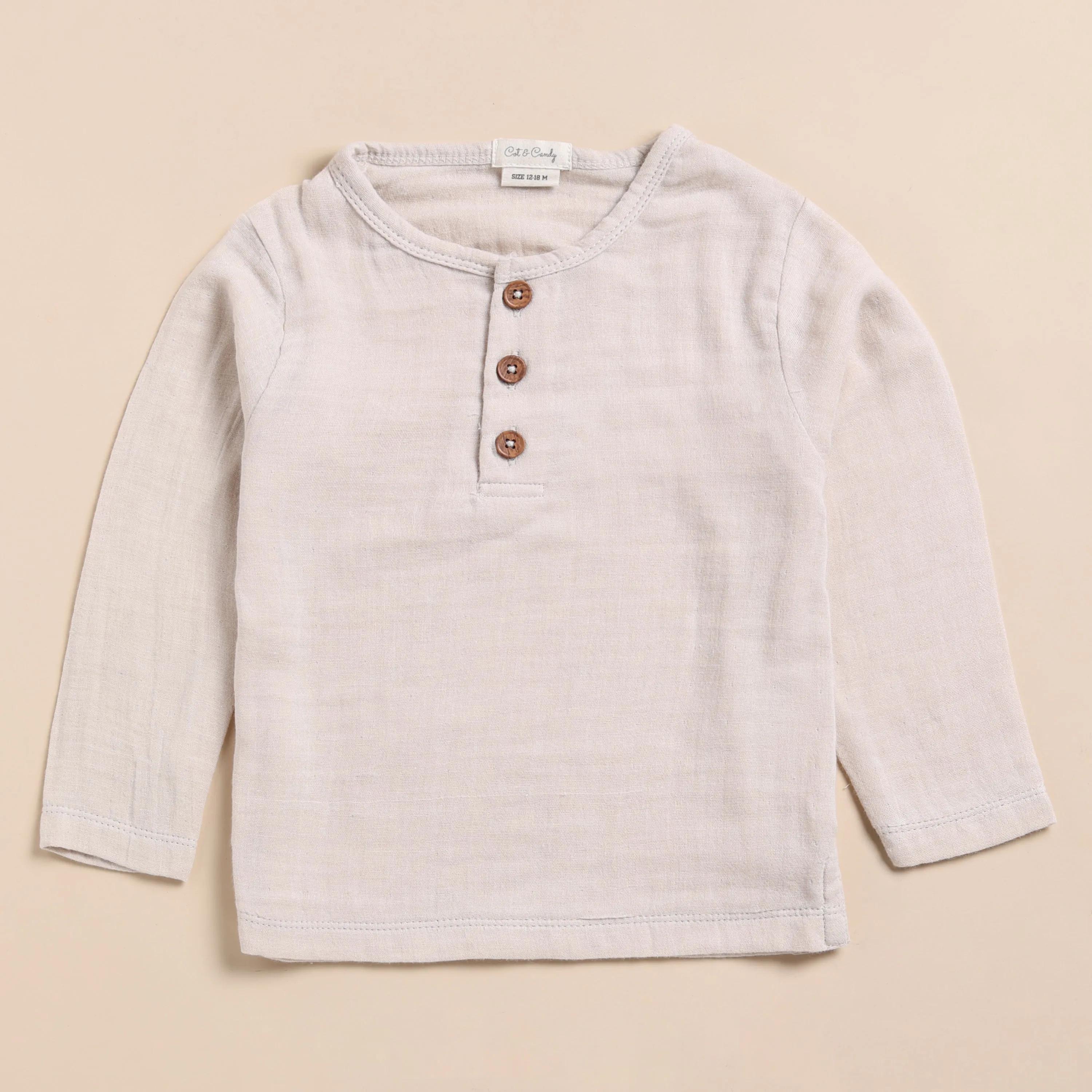 Organic Muslin Long Sleeve Henley T-Shirt