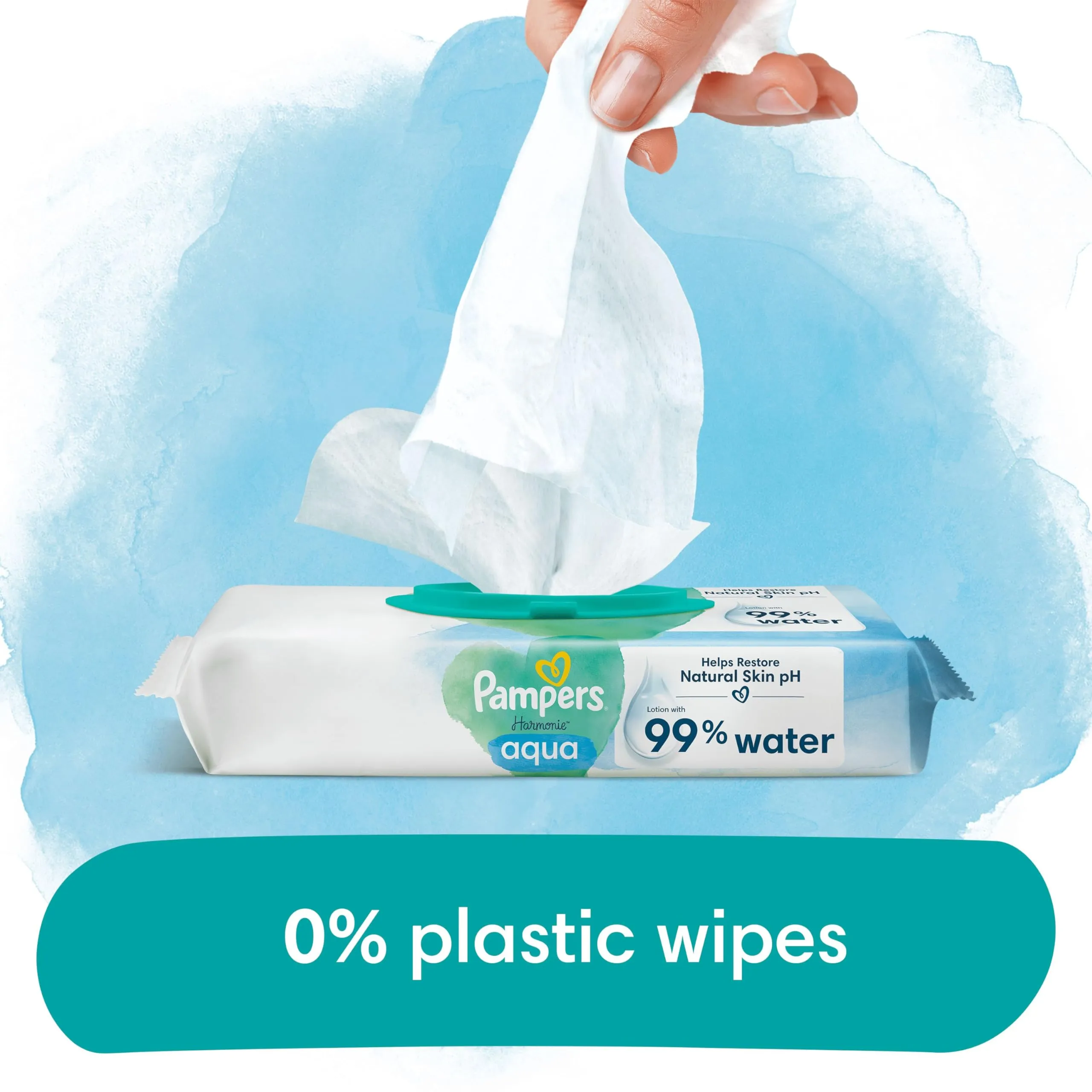 Pampers Baby Wipes Multipack, Harmonie Aqua, 864 Wet Wipes, Pure Skin Protection for Delicate Skin with 99% Water, Plastic Free