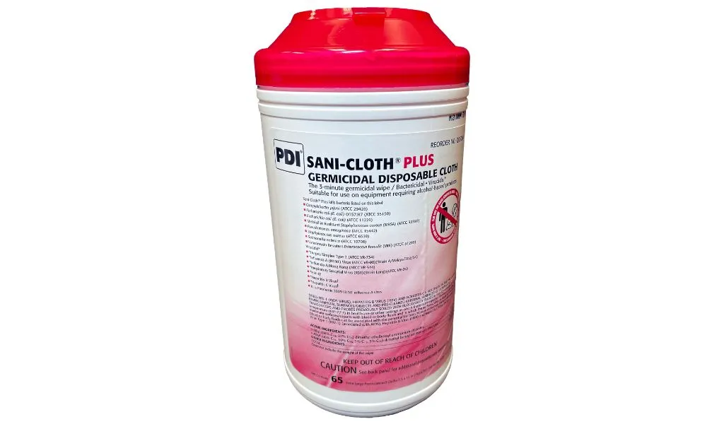 PDI Sani-Cloth Plus Germicidal Disposable Wipes X-Large, 65 wipes per canister