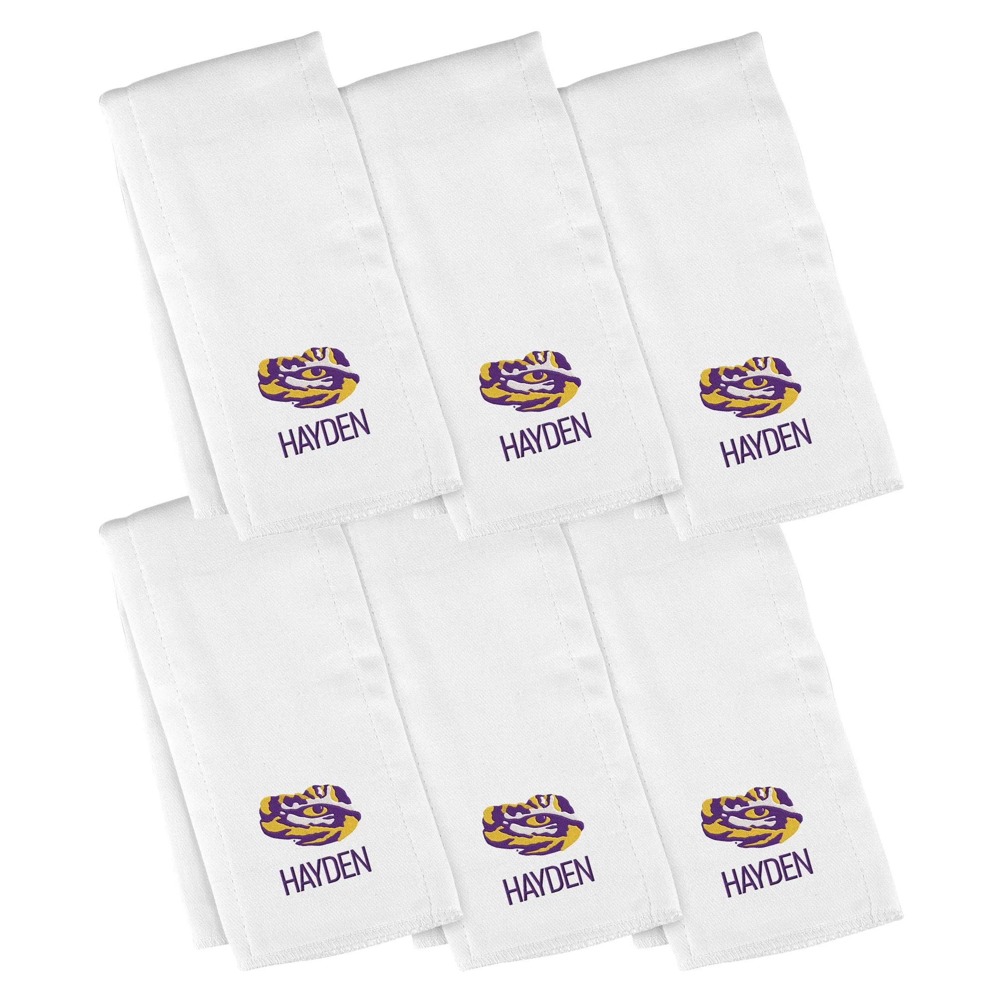 Personalized LSU Tigers Eye 6-Pack Burp Cloths