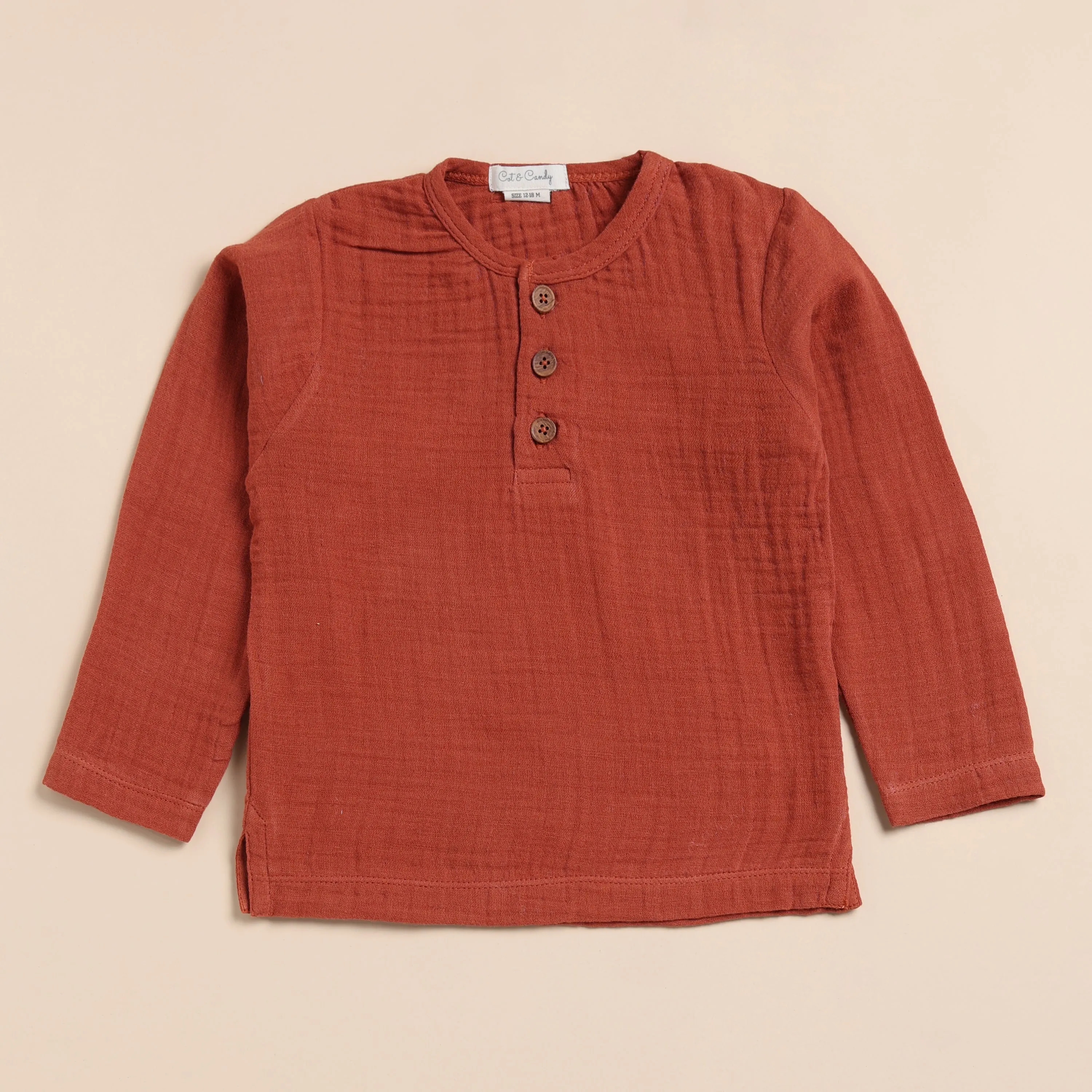 Picante Organic Muslin Long Sleeve Henley Tshirt With Lounge Pant Set