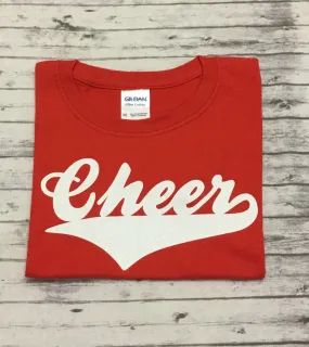 Red Cheer T-shirt with White Glitter Vinyl