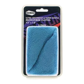 Shaxon SHX-MFW2-1212-B 2-Pack 12" x 12" Ultra Absorbent and Gentle Microfiber Cleaning Cloths