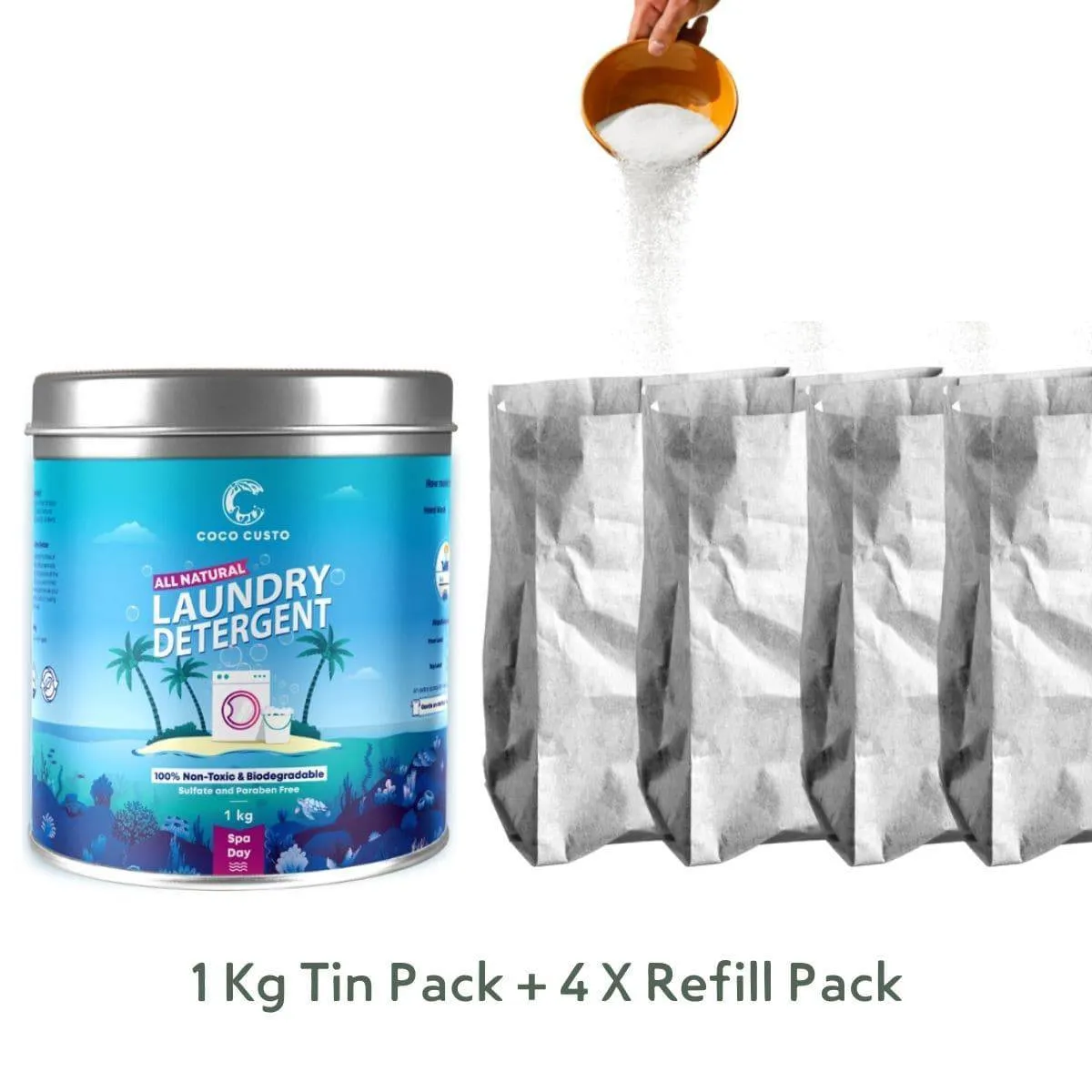 Spa Day Natural Laundry Detergent with Refill Pack - 4-6 Kg