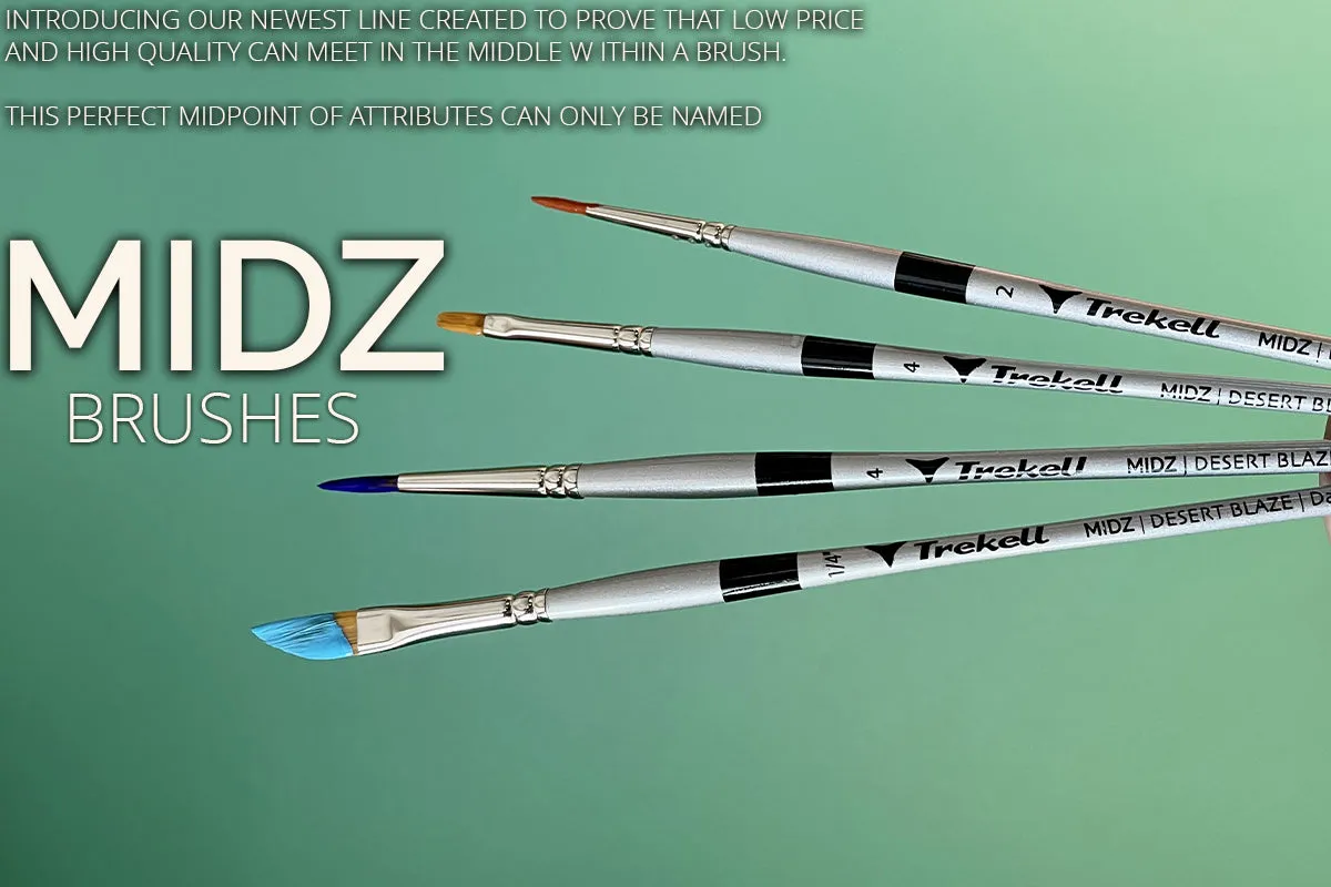 Trekell MIDZ Acrylic Starter 5 Piece Brush Set - Synthetic Artist Brushes for Acrylic Paint