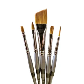 Trekell MIDZ Acrylic Starter 5 Piece Brush Set - Synthetic Artist Brushes for Acrylic Paint