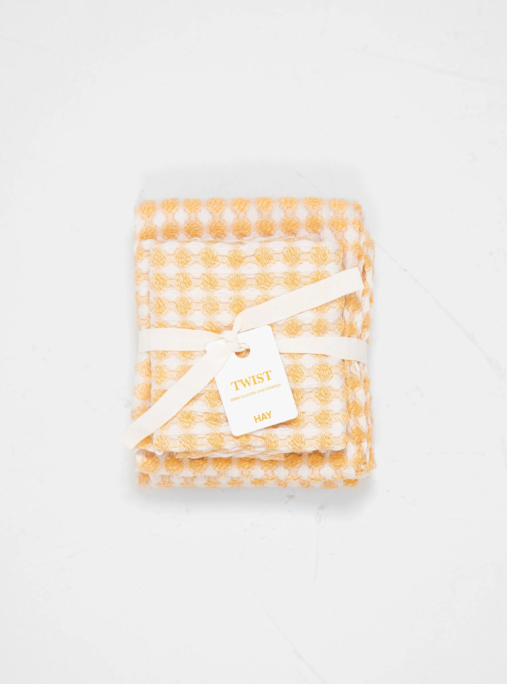 Twist Dish Cloth and Towel Set of 4 Yellow
