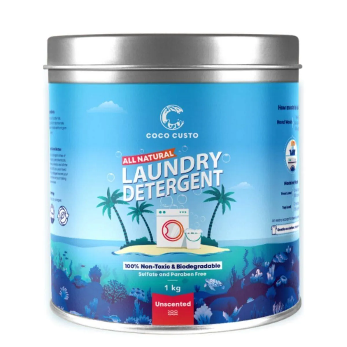 Unscented Natural Laundry Detergent with Refill Pack - upto 3Kg